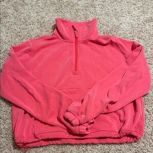 Vibrant Coral Quarter-Zip Pullover